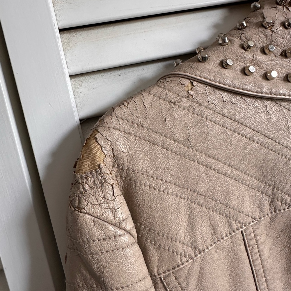 Express Tan Studded Leather Jacket - Picture 10 of 10